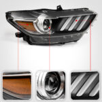 FIONE for Ford Mustang Headlight 2015 2016 2017 [HID/Xenon Model] Headlamp (Headlight Ballast & D3S Light Bulb Not Included) Clear Lens Black Housing Front Right Passenger Side