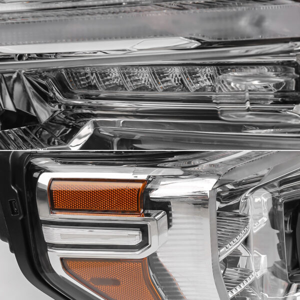 FIONE - For GMC Sierra 1500 Headlight Assembly 2019 2020 2021 Replacement LED Type with halogen turn signal light Chrome Interior Headlamps (Passenger) 84772474 GM2503495