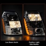 FIONE HID Headlights W/O Bulbs Compatible with Cadillac Escalade/ESV 2007-2014/2007-2013 EXT/Chrome Housing Xenon Headlamp 20806108 20806109