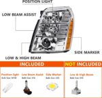 FIONE HID Headlights W/O Bulbs Compatible with Cadillac Escalade/ESV 2007-2014/2007-2013 EXT/Chrome Housing Xenon Headlamp 20806108 20806109