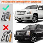 FIONE HID Headlights W/O Bulbs Compatible with Cadillac Escalade/ESV 2007-2014/2007-2013 EXT/Chrome Housing Xenon Headlamp 20806108 20806109